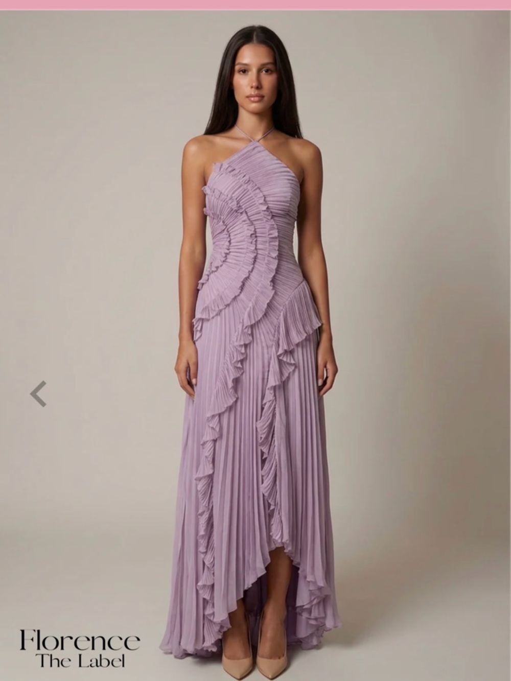 Lilac One-Shoulder Ruffle Maxi Dress